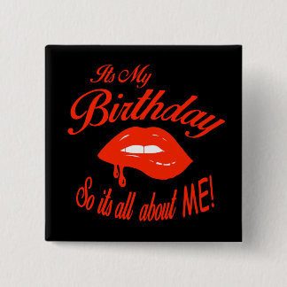 Badge Carré 5 Cm Rouge et noir C'est mon anniversaire