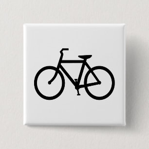 Badge Carré 5 Cm Route de Vélo Noir
