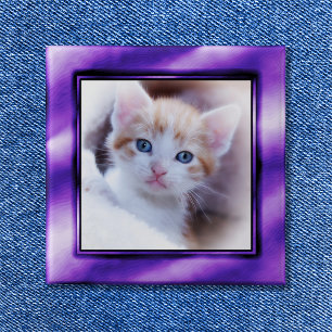 Badge Carré 5 Cm Royal Purple and White Ombre Photo Frame