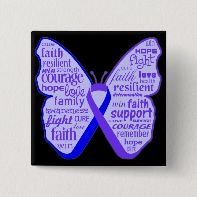 Badge Carré 5 Cm Ruban à papillon rhumatoïde Arthrite (Devant)