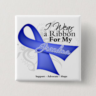 Badge Carré 5 Cm Ruban de bigorneau de grand-maman - cancer de