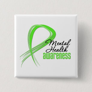 Badge Carré 5 Cm Ruban de conscience de santé mentale