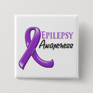 Badge Carré 5 Cm Ruban de conscience d'épilepsie