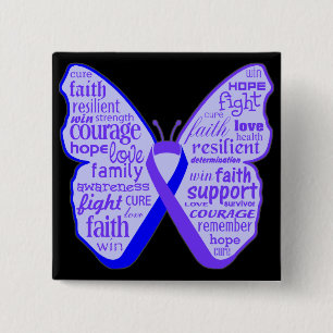 Badge Carré 5 Cm Ruban de papillon de rhumatisme articulaire