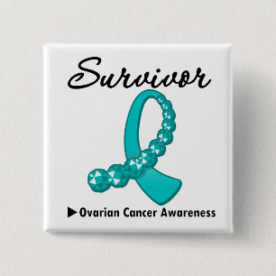 Badge Carré 5 Cm Ruban de pierre gemme de survivant de Cancer