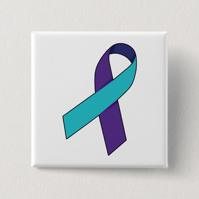 Badge Carré 5 Cm Ruban de prévention du suicide (Devant)