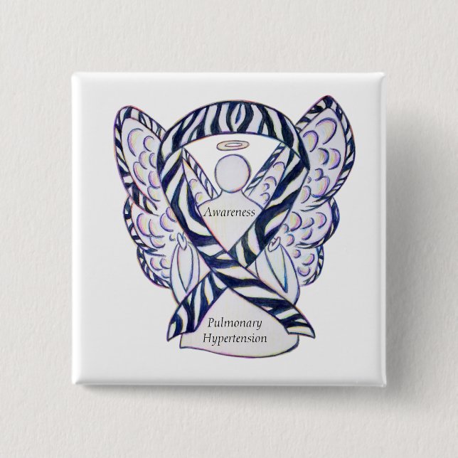 Badge Carré 5 Cm Ruban de sensibilisation à l'hypertension pulmonai (Devant)