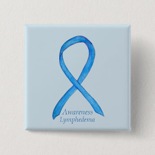 Badge Carré 5 Cm Ruban de sensibilisation au lymphoedème Épingle d'
