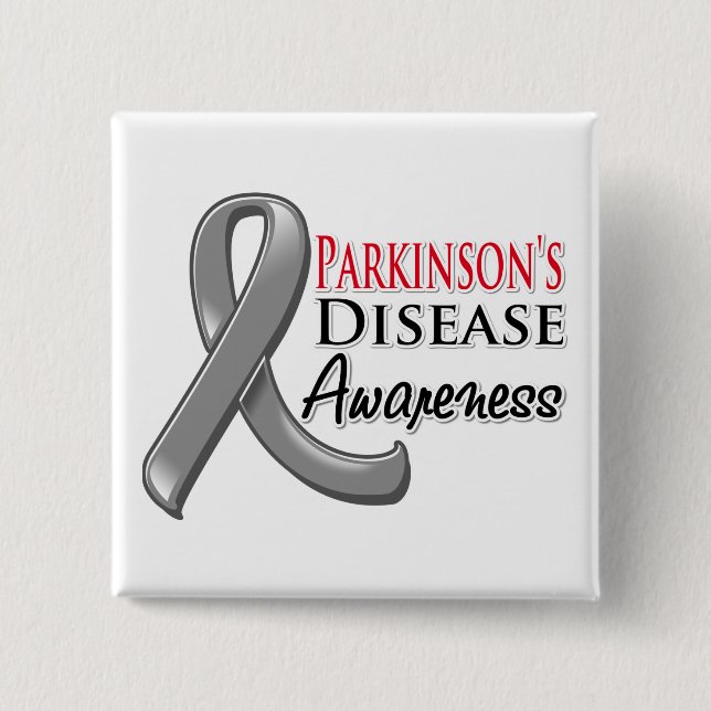 Badge Carré 5 Cm Ruban de sensibilisation aux maladies Parkinsons (Devant)