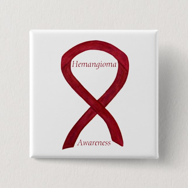 Badge Carré 5 Cm Ruban de sensibilisation Hemangioma (Devant)