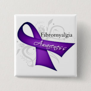 Badge Carré 5 Cm Ruban déroulant - Sensibilisation à la fibromyalgi