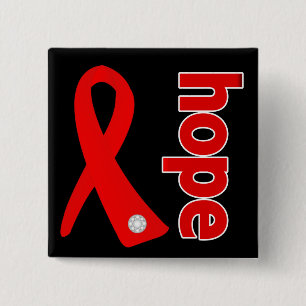 Badge Carré 5 Cm Ruban d'espoir de Cancer de sang