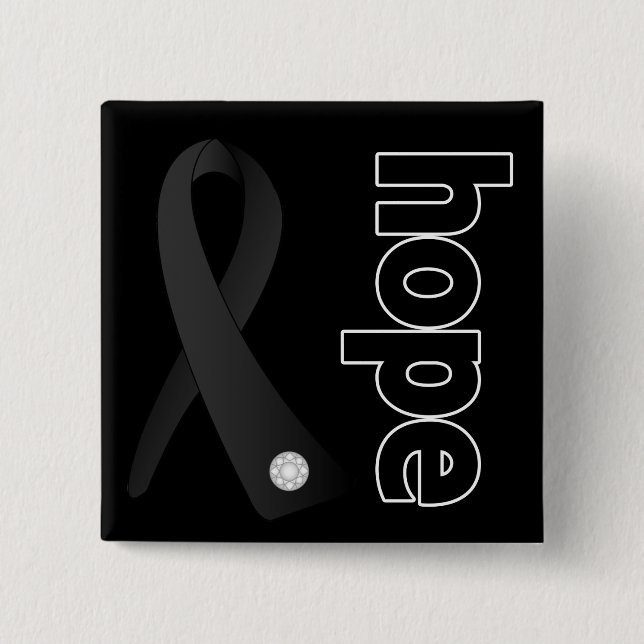 Badge Carré 5 Cm Ruban Espoir pour le cancer du mélanome (Devant)