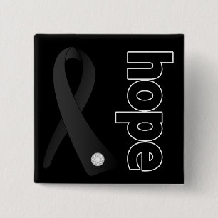 Badge Carré 5 Cm Ruban Espoir pour le cancer du mélanome