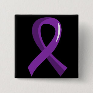 Badge Carré 5 Cm Ruban pourpre 3 de maladie d'Alzheimer