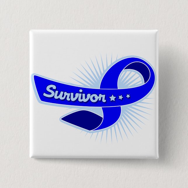 Badge Carré 5 Cm Ruban survivant du cancer du côlon (Devant)