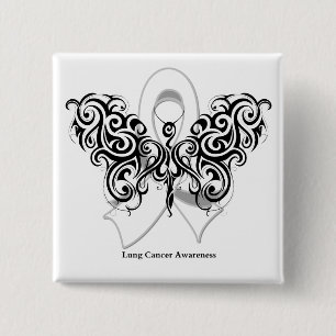 Badge Carré 5 Cm Ruban tribal de papillon de cancer de poumon