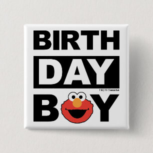 Badge Carré 5 Cm Rue Sésame Elmo - Birthday Boy