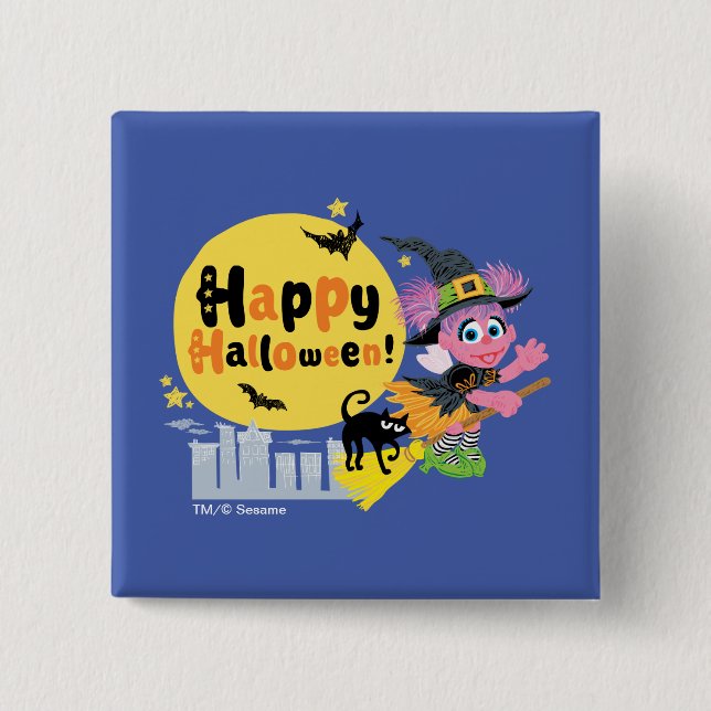 Badge Carré 5 Cm Rue Sésame | Joli motif d'Halloween (Devant)