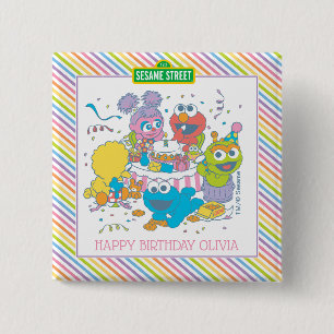 Badge Carré 5 Cm Rue Sésame   Premier anniversaire du bébé