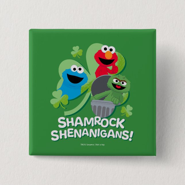 Badge Carré 5 Cm Rue Sésame | Shenanigans shamrocks ! (Devant)