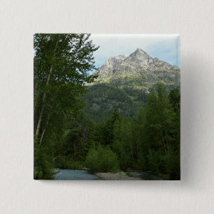 Badge Carré 5 Cm Ruisseau McDonald au parc national de Glacier