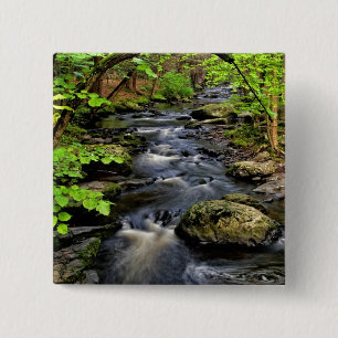 Badge Carré 5 Cm Ruisseau traverse la forêt