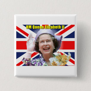 Badge Carré 5 Cm S.M. la Reine Elizabeth II