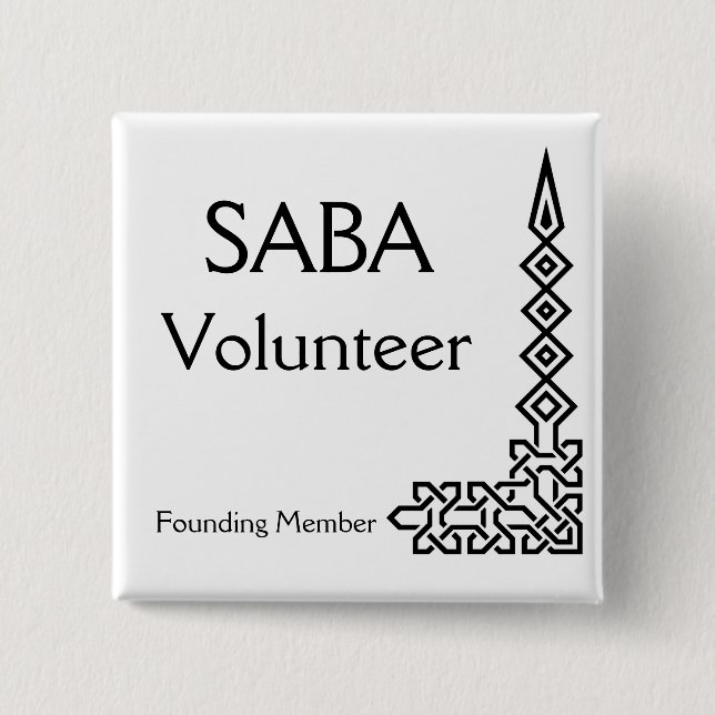 Badge Carré 5 Cm Saba, volontaire, membre fondateur (Devant)