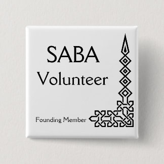 Badge Carré 5 Cm Saba, volontaire, membre fondateur