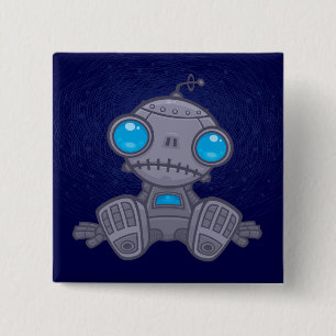 Badge Carré 5 Cm Sad Robot
