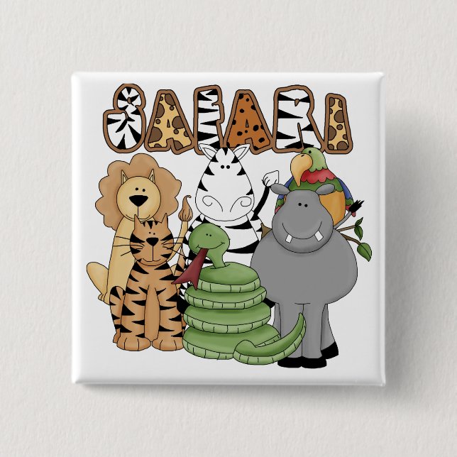 Badge Carré 5 Cm Safari animal (Devant)