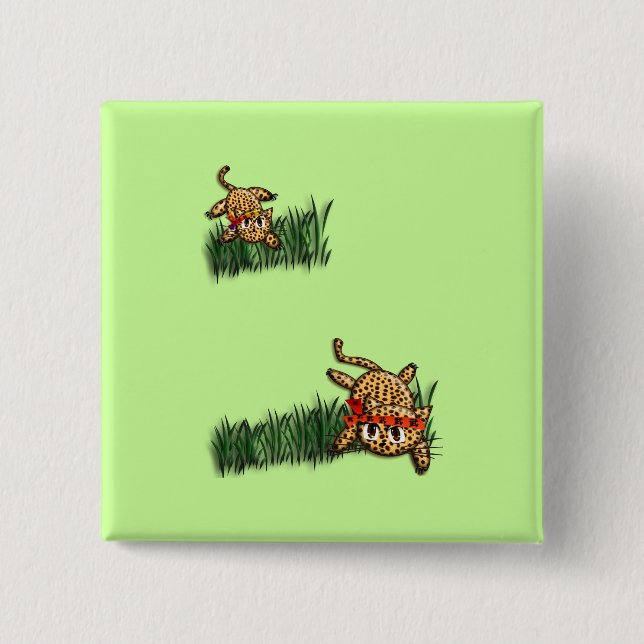 Badge Carré 5 Cm Safari Ultra mignonne Leopard Invitations d'annive (Devant)