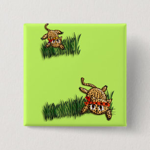 Badge Carré 5 Cm Safari Ultra mignonne Leopard Invitations d'annive