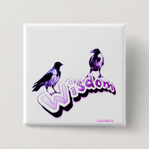 Badge Carré 5 Cm Sagesse - Deux corneilles violettes