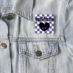 Badge Carré 5 Cm Sagittaire Esthétique Gothique Cerises à Damier 