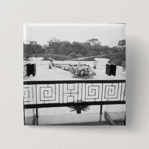 Badge Carré 5 Cm Saigon HCMC Vietnam, hélicoptère Huey