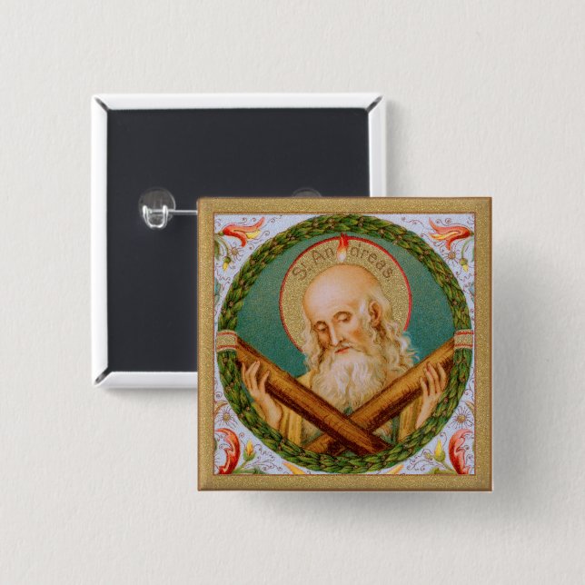 Badge Carré 5 Cm Saint André l'Apôtre (JMAS 02) (Devant & derrière)