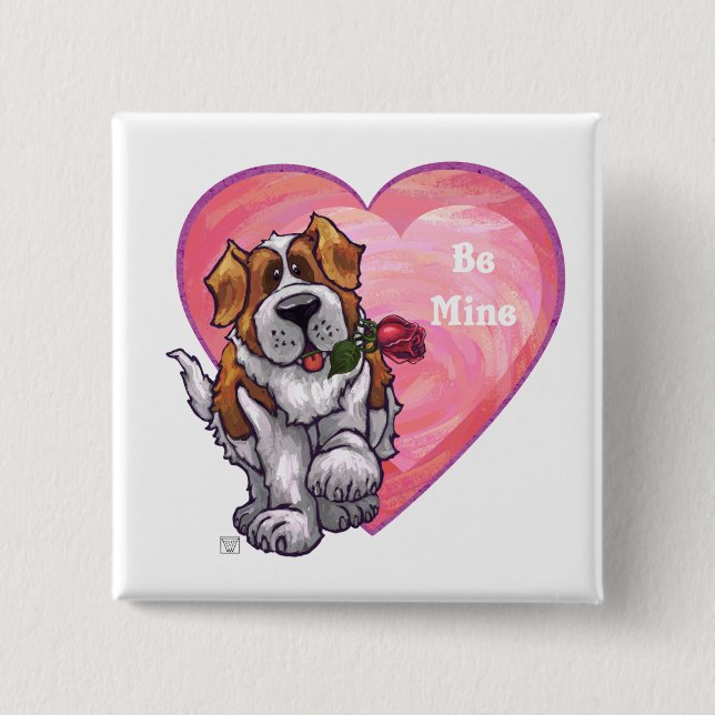 Badge Carré 5 Cm Saint-Bernard Valentin (Devant)