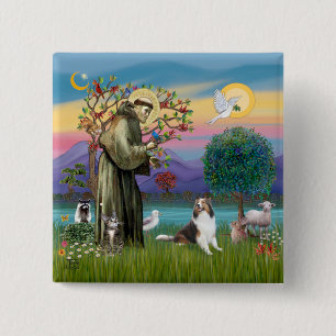 Badge Carré 5 Cm Saint François avec des animaux - personnalisable