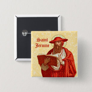Badge Carré 5 Cm Saint Jérôme comme cardinal avec livre (P 004)