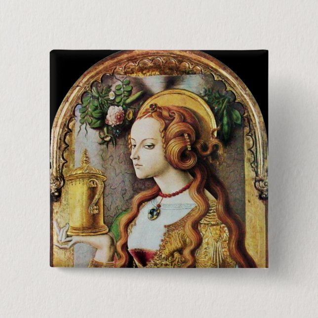 BADGE CARRÉ 5 CM SAINT MARY MAGDALENE (Devant)