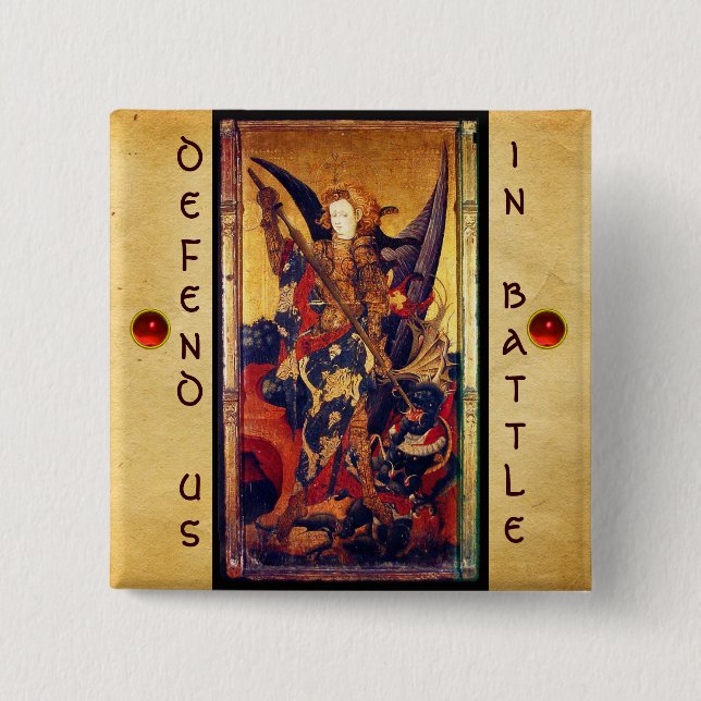 Badge Carré 5 Cm Saint Michael Vanquishing le diable (Devant)