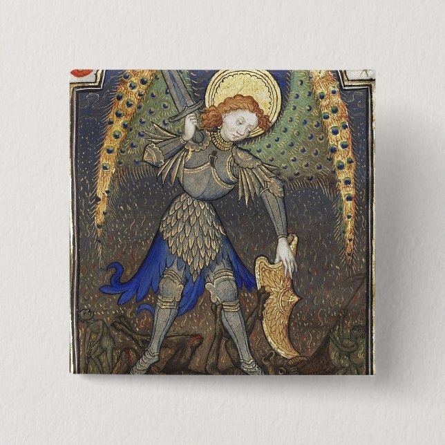 Badge Carré 5 Cm Saint Michel l'Archange avec le diable (Devant)