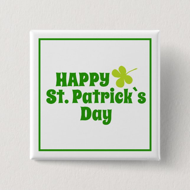 Badge Carré 5 Cm Saint Patrick`s jour Shamrock Vert (Devant)