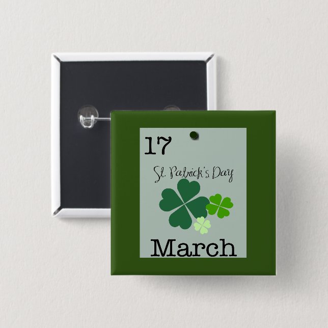 Badge Carré 5 Cm Saint Patrick's Day 17 mars 2023 (Devant & derrière)