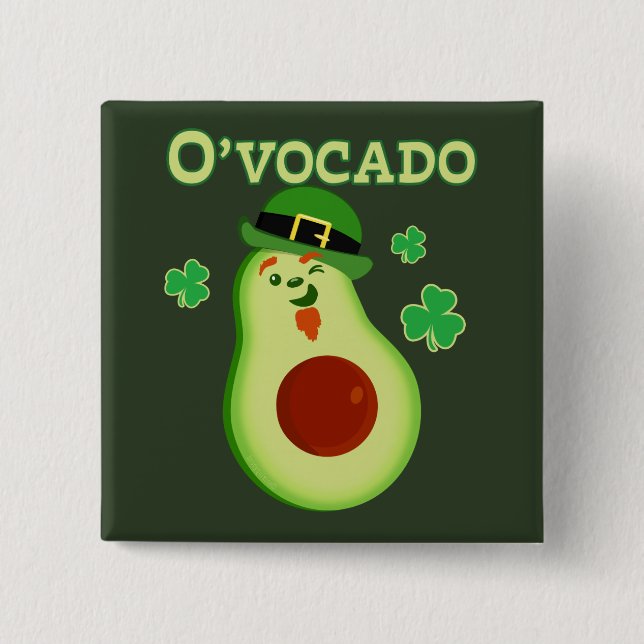 Badge Carré 5 Cm Saint Patrick's Day Leprechaun Avocado Pun (Devant)