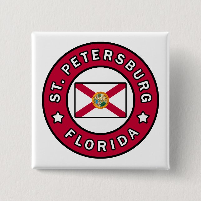 Badge Carré 5 Cm Saint-Pétersbourg, Floride (Devant)