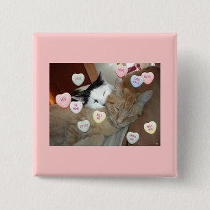 Badge Carré 5 Cm Saint Valentin Chatons