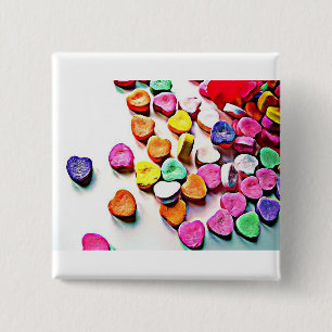 Badge Carré 5 Cm Saint Valentin Coeurs bonbons
